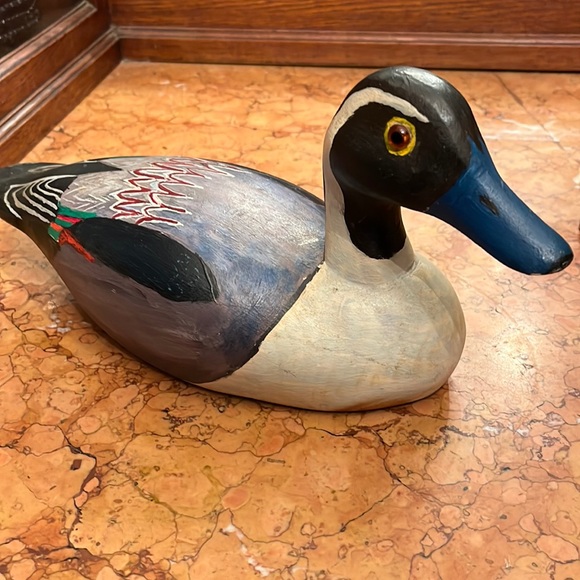 Vintage carved painted wooden duck decoy